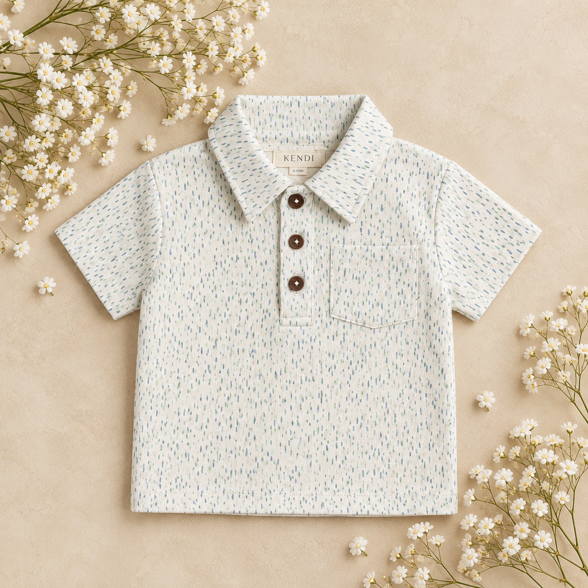 Ezra Muslin Henley - Pinehurst / Powder + Shell